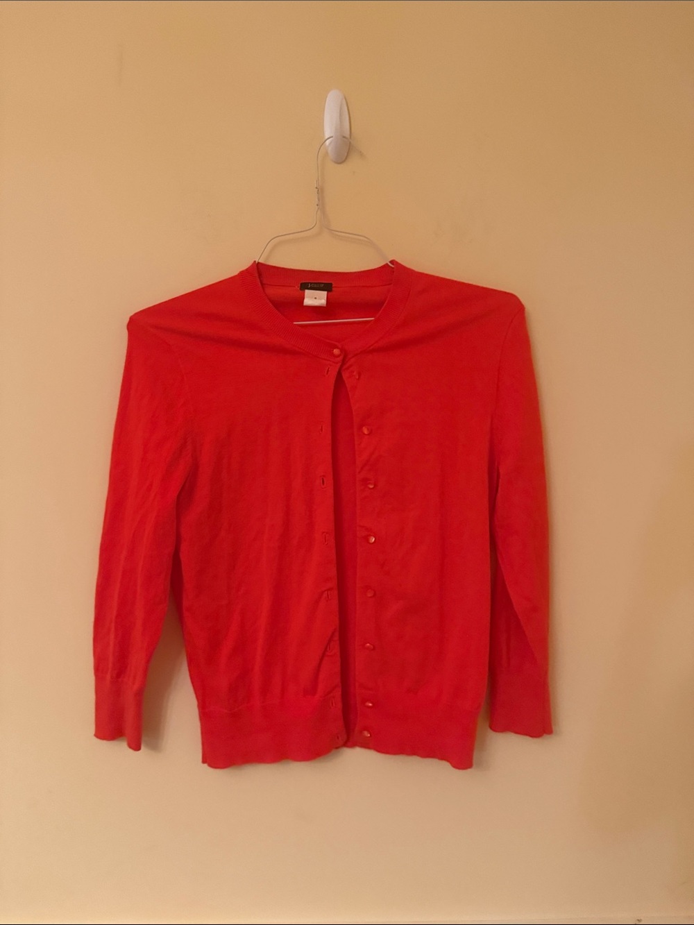 J.Crew Women's Vibrant Orange/Red Button-Front Cardigan Sweater Size Medium